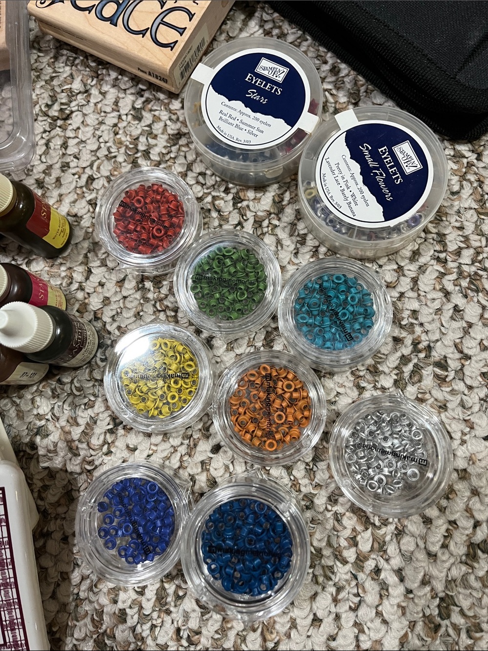 CRAFT LOT BUNDLE SCRAPBOOKING SUPPLIES colors, stamp sets, punches and eyelets - Picture 3 of 9